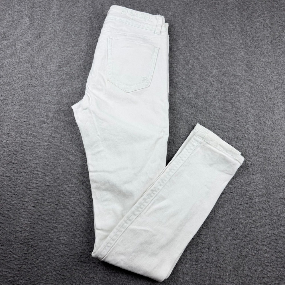 Indigo Rein Muffin‎ Topper White Distressed Skinny Jeans Women's 7 Button Fly